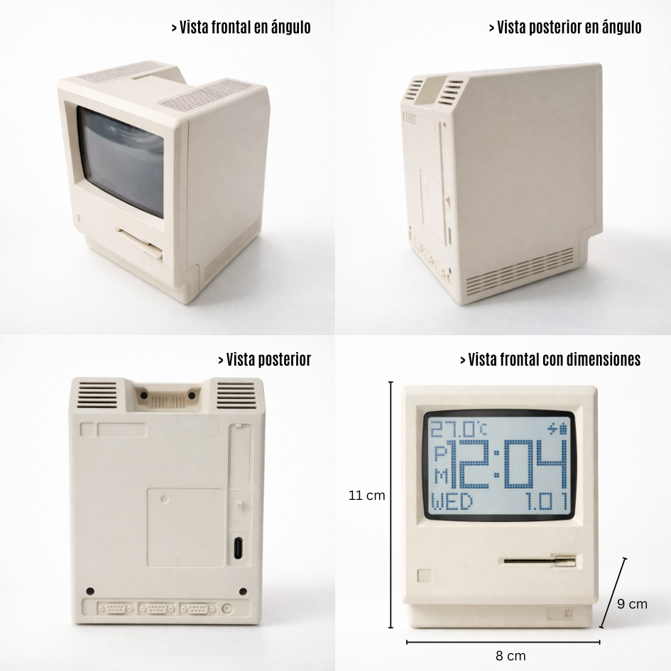 RELOJ DIGITAL DE ESCRITORIO CON ALARMA ESTILO RETRO MINI COMPUTADORA - 4