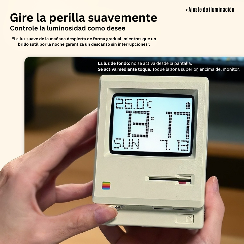 RELOJ DIGITAL DE ESCRITORIO CON ALARMA ESTILO RETRO MINI COMPUTADORA - 7