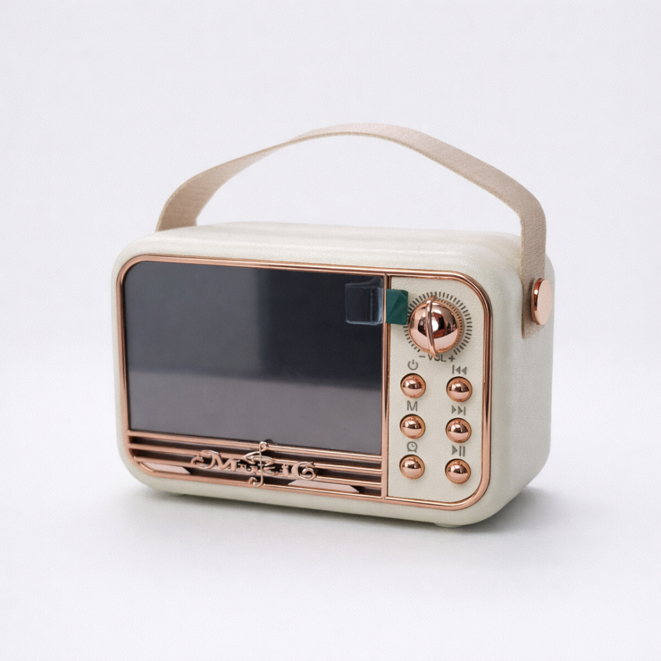 RELOJ DE ESCRITORIO DIGITAL ESTILO RETRO MINI RADIO BLUETOOTH - 4