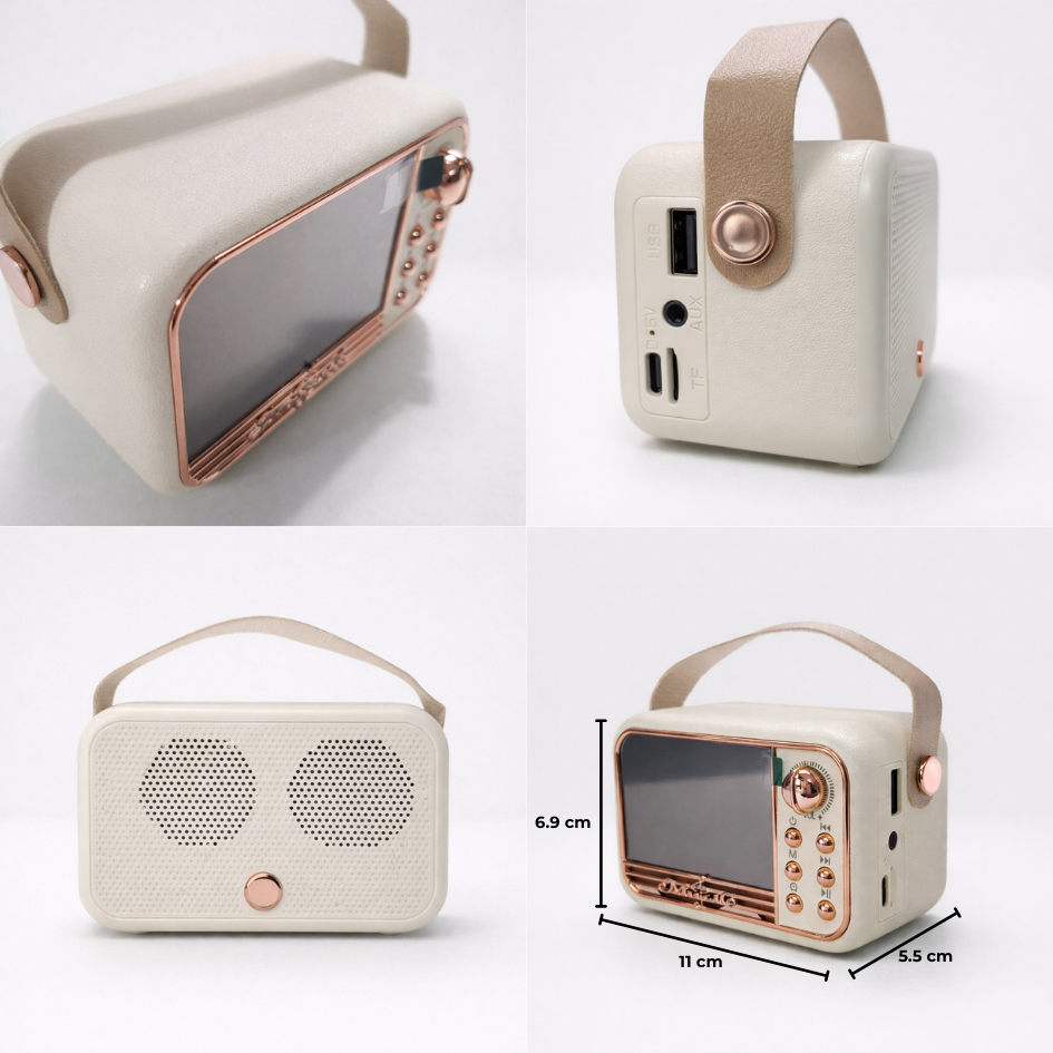 RELOJ DE ESCRITORIO DIGITAL ESTILO RETRO MINI RADIO BLUETOOTH - 6