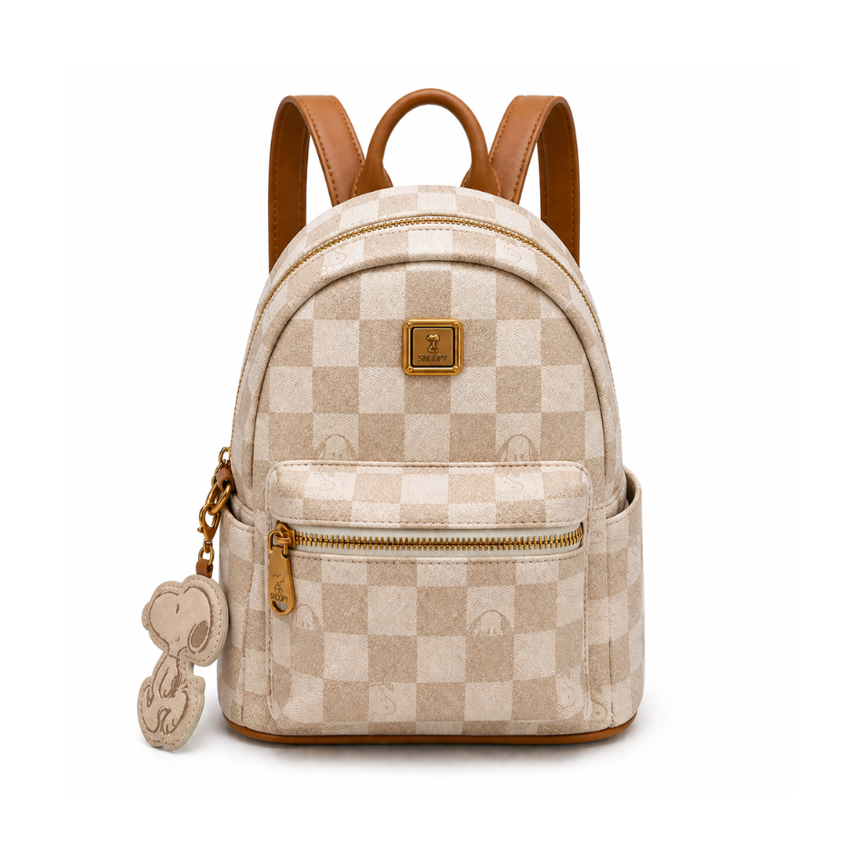 MINI MOCHILA SNOOPY BEIGE ESTILO CASUAL COMPACTA Y FUNCIONAL - 1