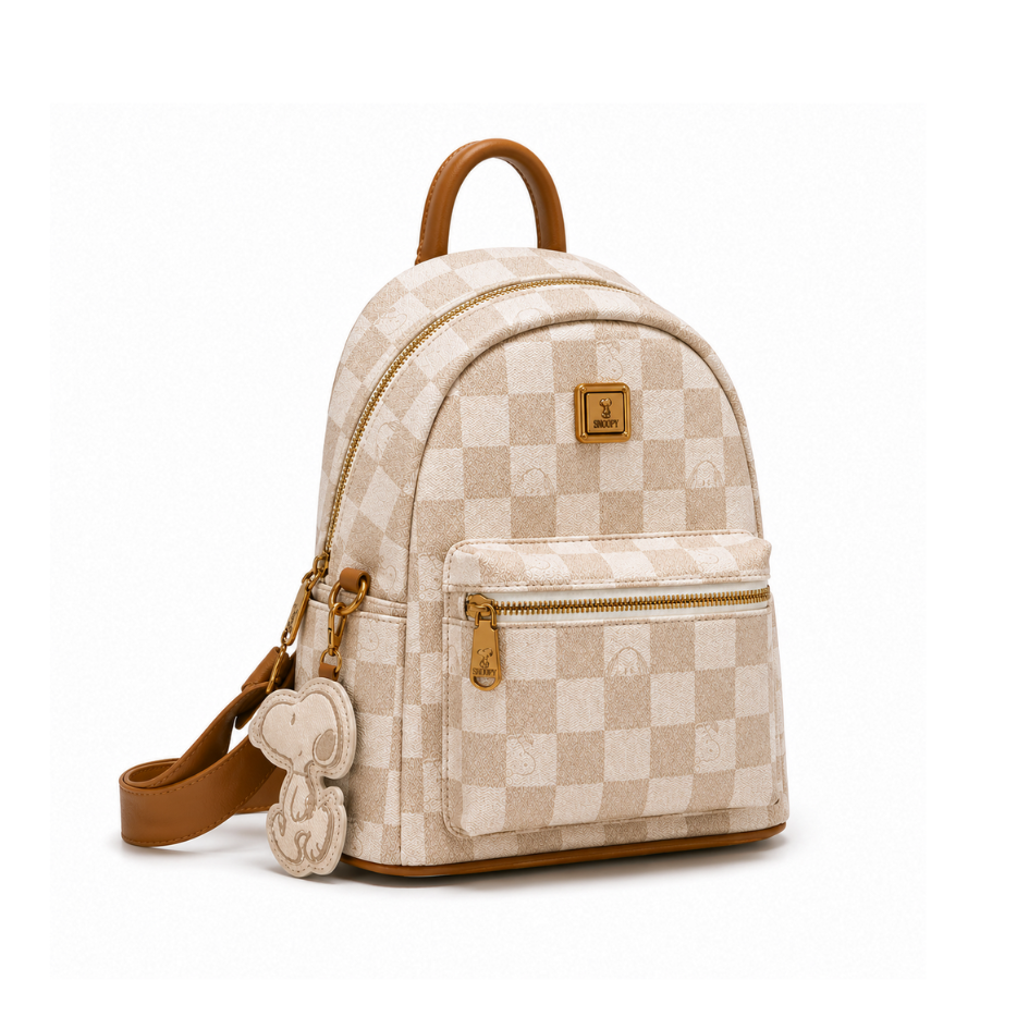 MINI MOCHILA SNOOPY BEIGE ESTILO CASUAL COMPACTA Y FUNCIONAL - 4