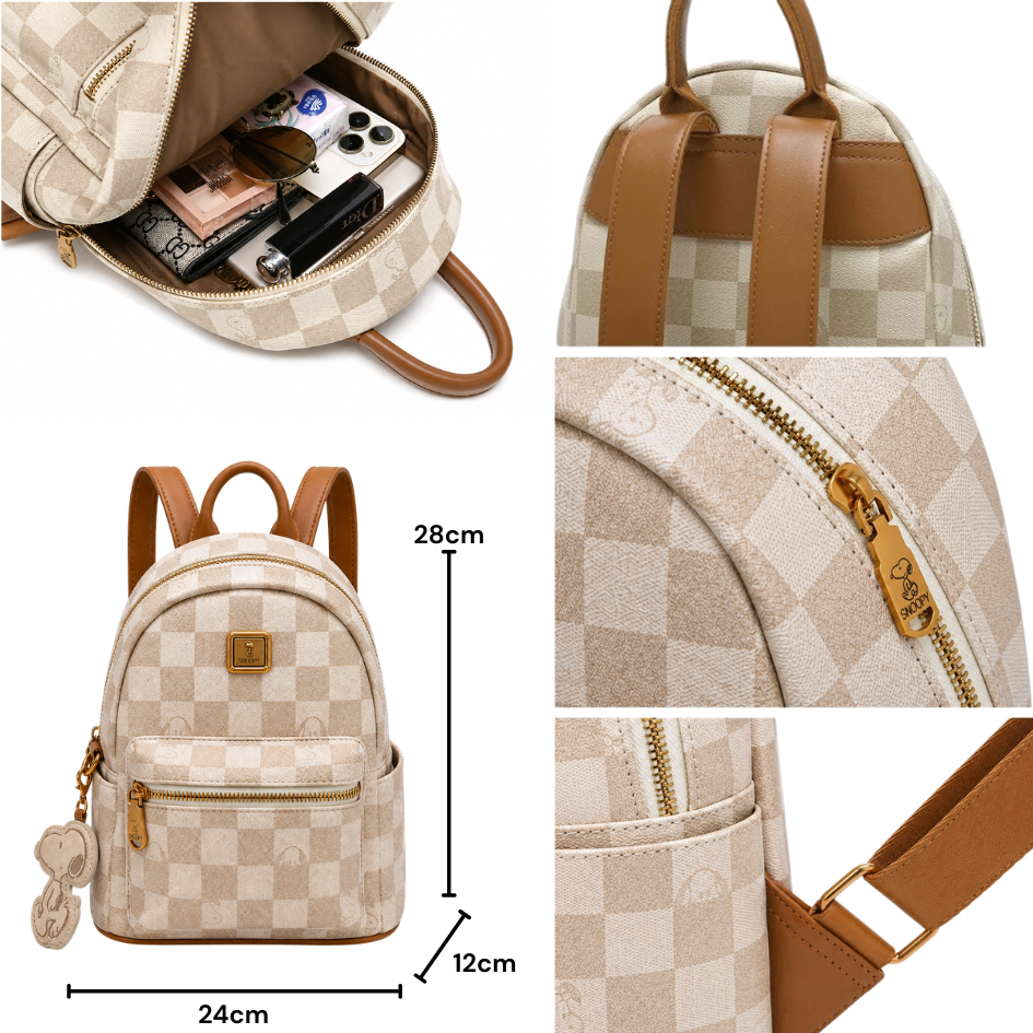 MINI MOCHILA SNOOPY BEIGE ESTILO CASUAL COMPACTA Y FUNCIONAL - 7