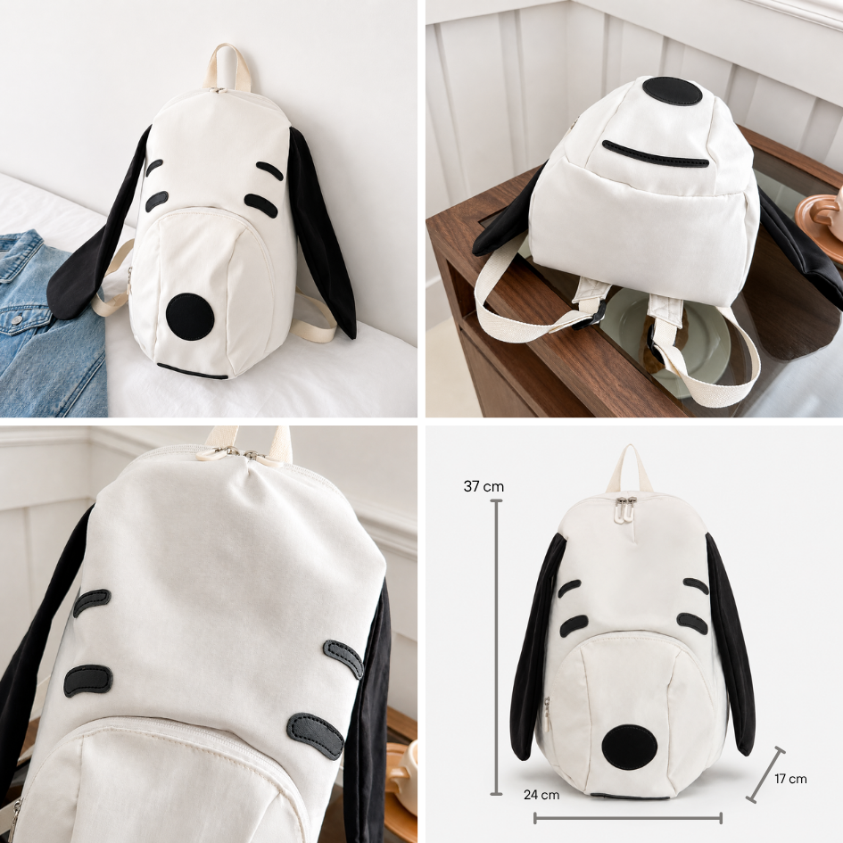 SNOOPY MOCHILA CASUAL BLANCO Y NEGRO - 8