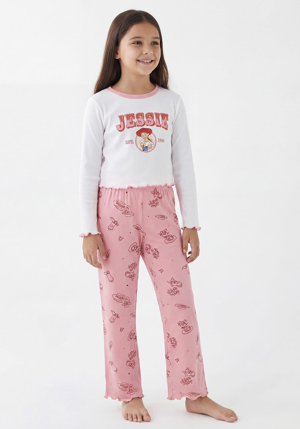 PIJAMA NIÑA PANTALON TELA PIEL DE DURAZNO - 1
