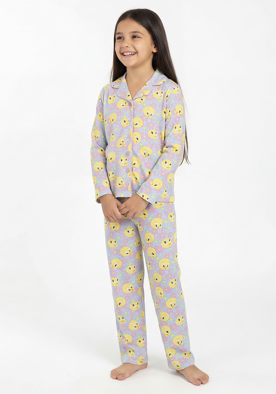 PIJAMA NIÑA PANTALON TELA PIEL DE DURAZNO - 1
