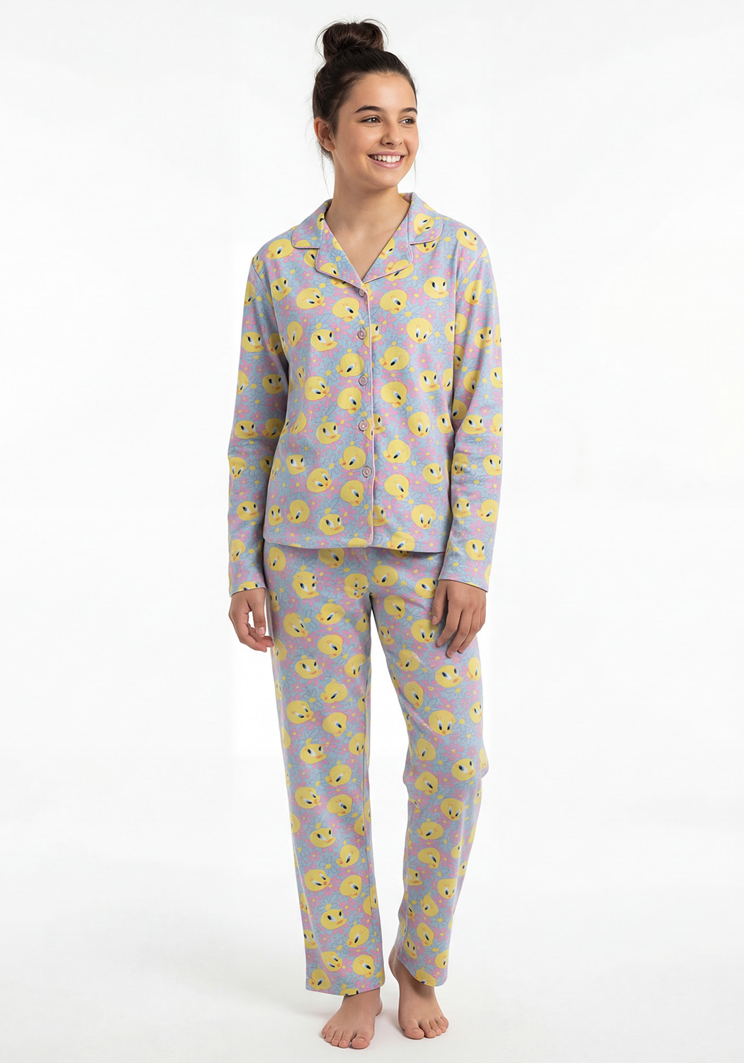 PIJAMA JUVENIL MUJER PANTALON TELA PIEL DE DURAZNO - 1