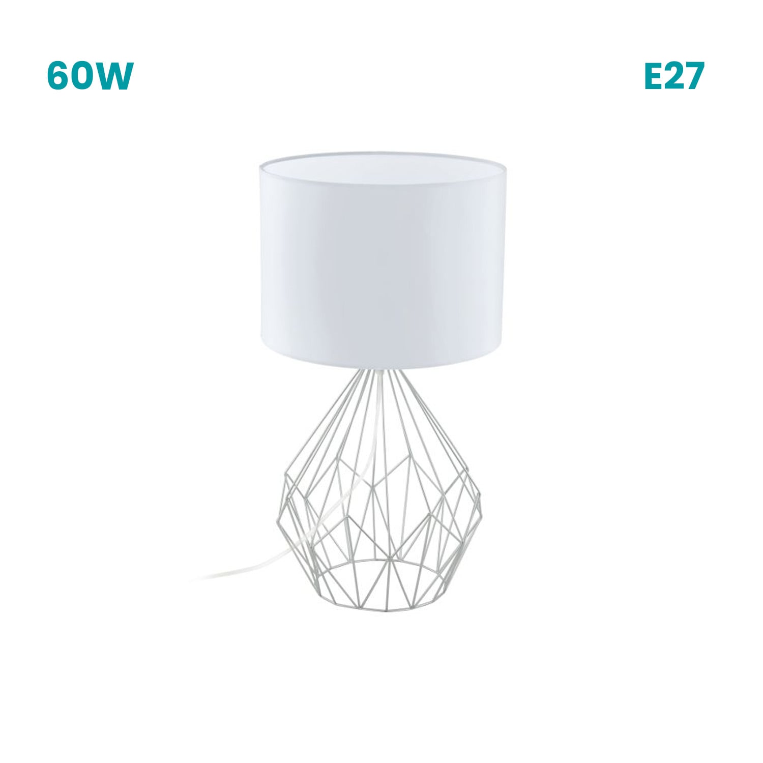 LAMPARA DE MESA PEDREGAL 1 1X60W BLANCO - 1