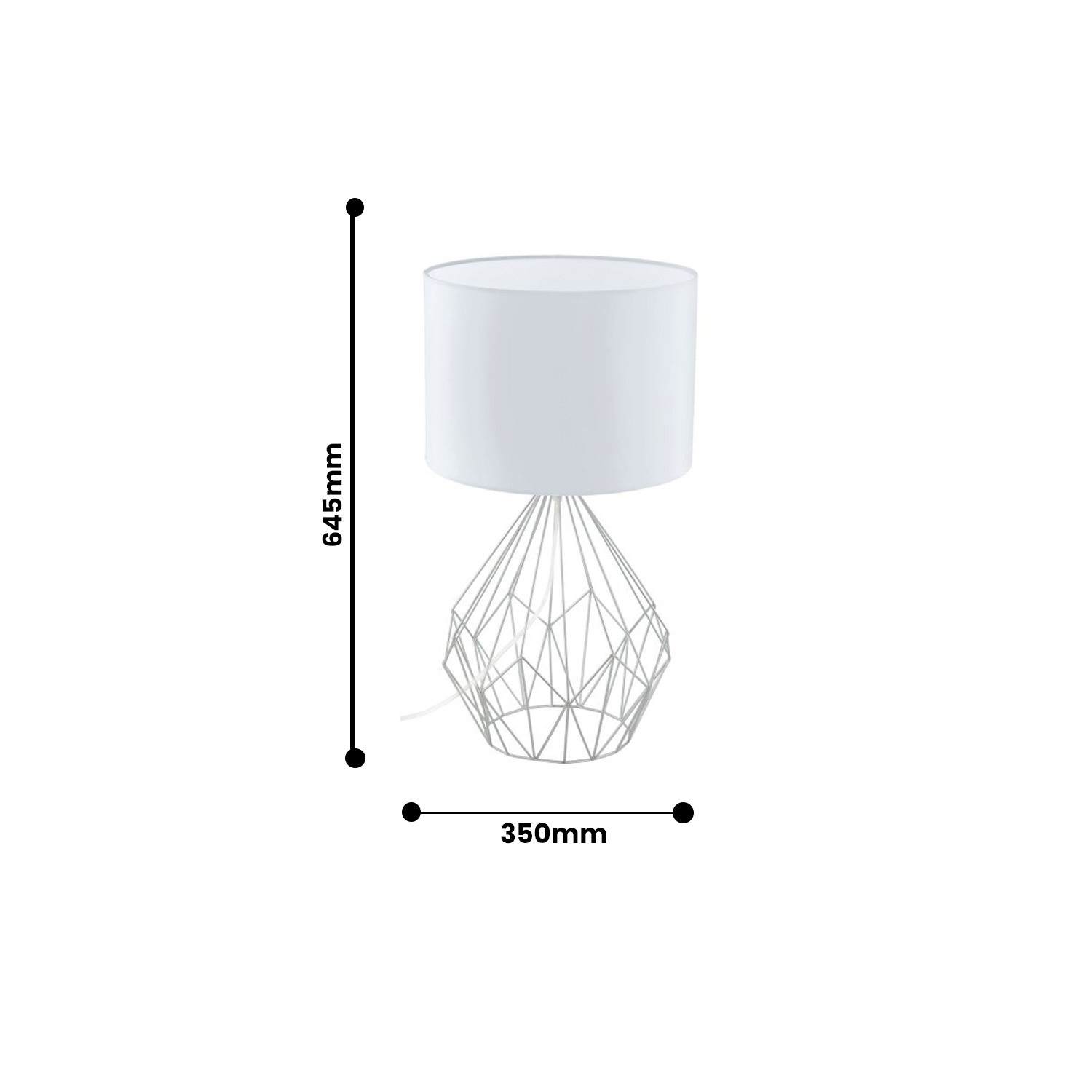 LAMPARA DE MESA PEDREGAL 1 1X60W BLANCO - 2