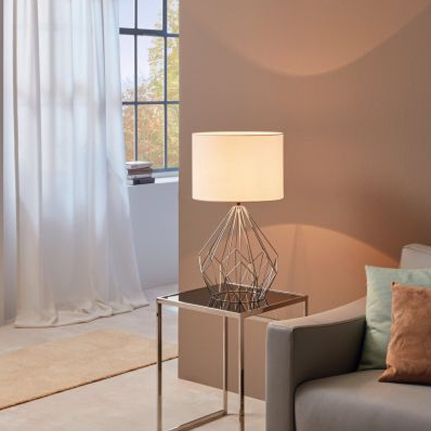 LAMPARA DE MESA PEDREGAL 1 1X60W BLANCO - 3