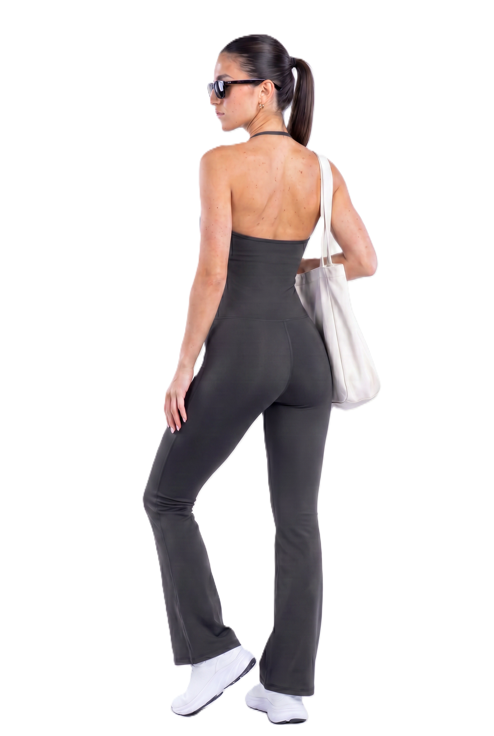 ENTERIZO DEPORTIVO MUJER HALTER GRIS OSCURO - 3