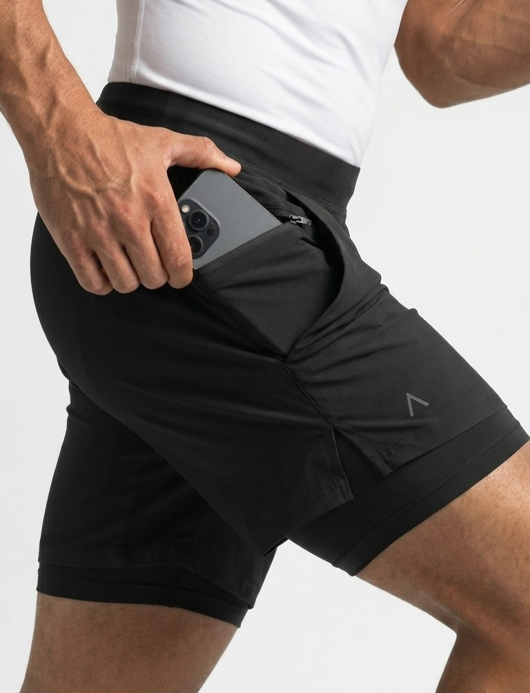 SHORT DEPORTIVO HOMBRE RUNTECH NEGRO - 1