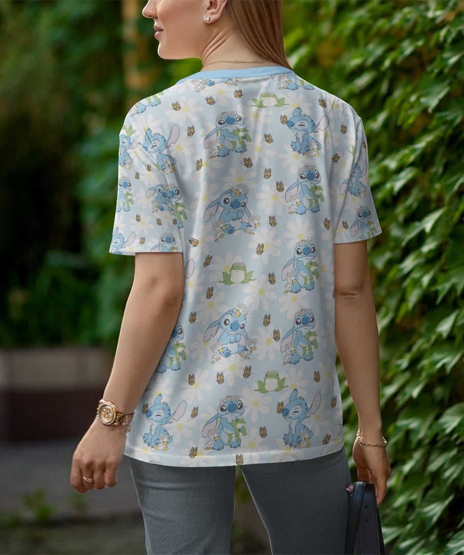POLO STITCH CELESTE CON CUELLO DE COLOR - TALLA M - 1