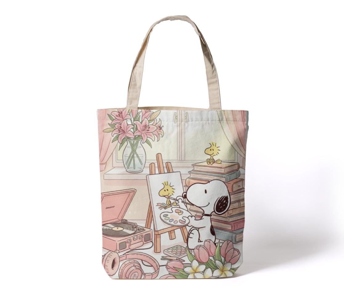 BOLSO DE TELA  SNOOPY ROSA - 1