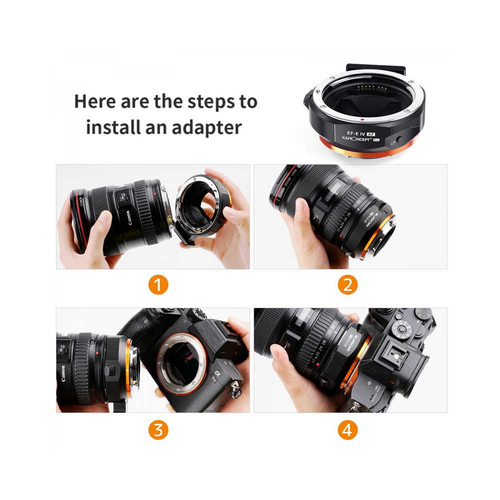 Adaptador K&F Concept montura Sony E para Lentes Canon EF/EF-S KF06.466 - 2