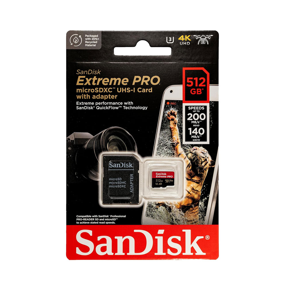 MEMORIA SANDISK MICRO SD 512GB R200MB W140MB EXTREME PRO INCLUYE ADAPTADOR SD - 2