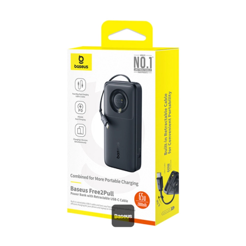 POWER BANK BASEUS FREE2PULL 20,000MAH 65W (CABLE RETRACTIL) - 2