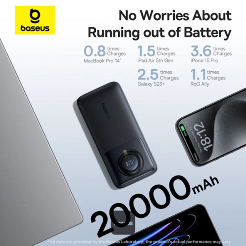 POWER BANK BASEUS FREE2PULL 20,000MAH 65W (CABLE RETRACTIL) - 5