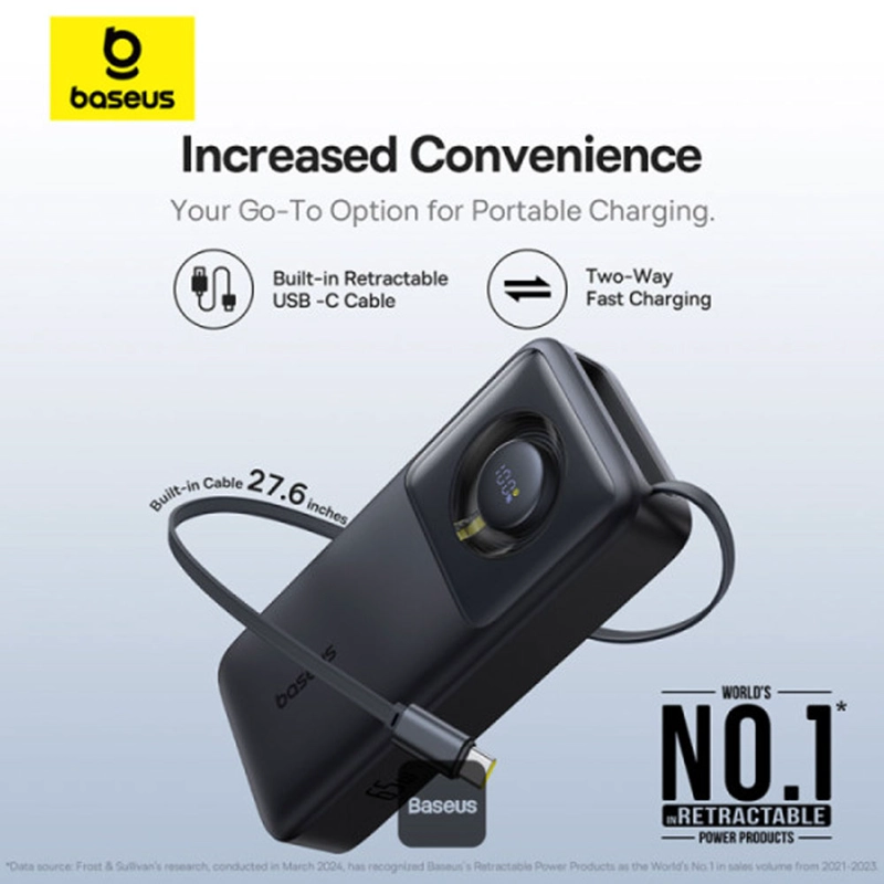 POWER BANK BASEUS FREE2PULL 20,000MAH 65W (CABLE RETRACTIL) - 7