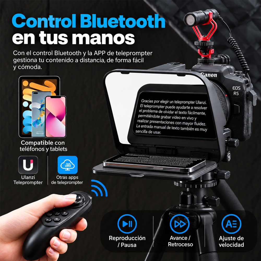 TELEPROMPTER ULANZI RT02 - PARA TABLETS Y SMARTPHONES - 8