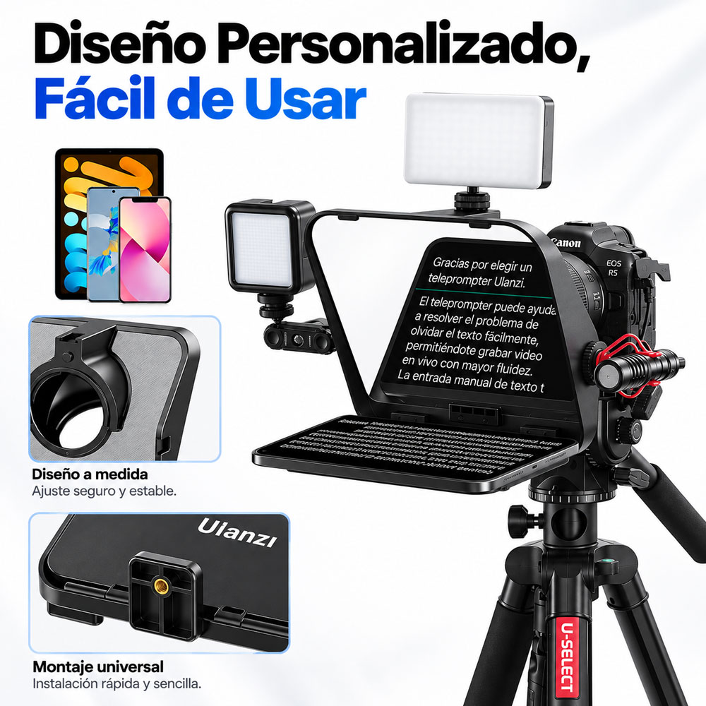 TELEPROMPTER ULANZI RT02 - PARA TABLETS Y SMARTPHONES - 9