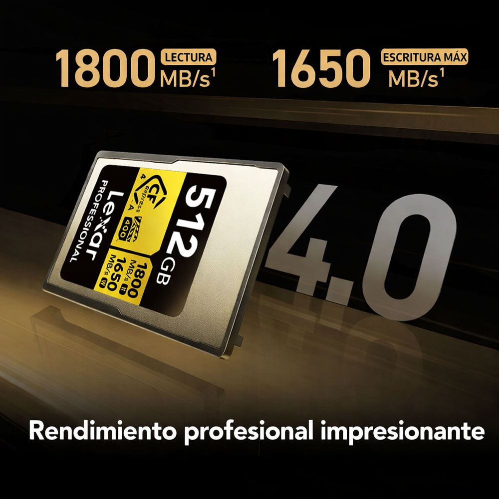 MEMORIA CFEXPRESS 4.0 LEXAR PROFESSIONAL 512GB TYPE A - GOLD SERIES - R:1800MB - W:1650MB - 2