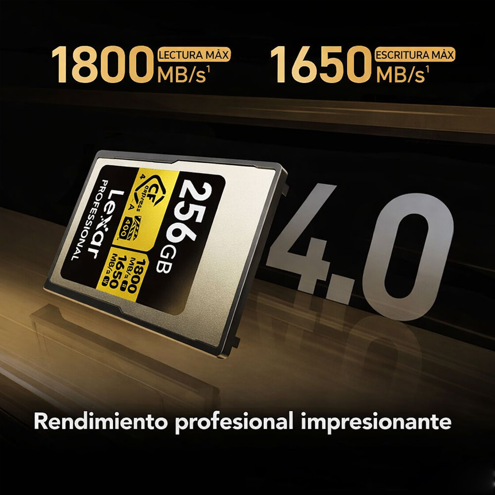 MEMORIA CFEXPRESS 4.0 LEXAR PROFESSIONAL 256GB TYPE A - GOLD SERIES - R:1800MB - W:1650MB - 2