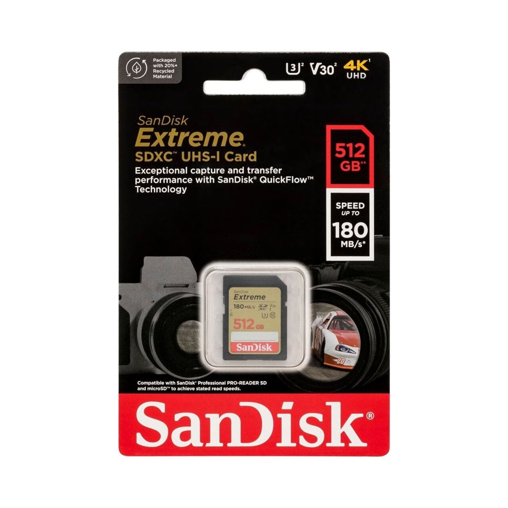 MEMORIA SD SANDISK 512GB EXTREME - R180MB - W130MB - 3