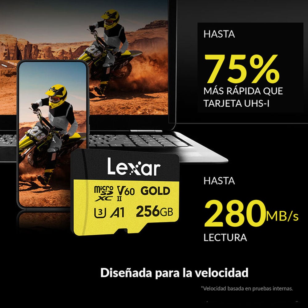 MEMORIA MICRO SD LEXAR PROFESSIONAL 256GB GOLD R:280MB W:180MB - 3