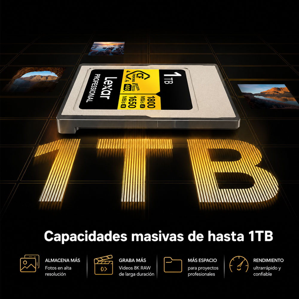 MEMORIA CFEXPRESS 4.0 LEXAR PROFESSIONAL 1TB TYPE A - GOLD SERIES - R:1800MB - W:1650MB - 7