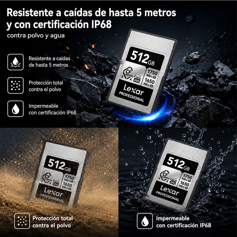 MEMORIA CFEXPRESS 4.0 LEXAR PROFESSIONAL 512GB TYPE A - SILVER SERIES - R:1750MB - W:1650MB - 5