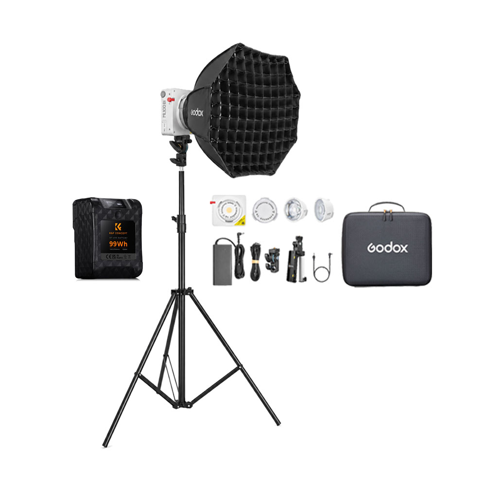 LUZ CONTINUA GODOX ML100R KIT 2 + PARANTE + SOFTBOX AD-S60S + BATERIA PD65W - 1