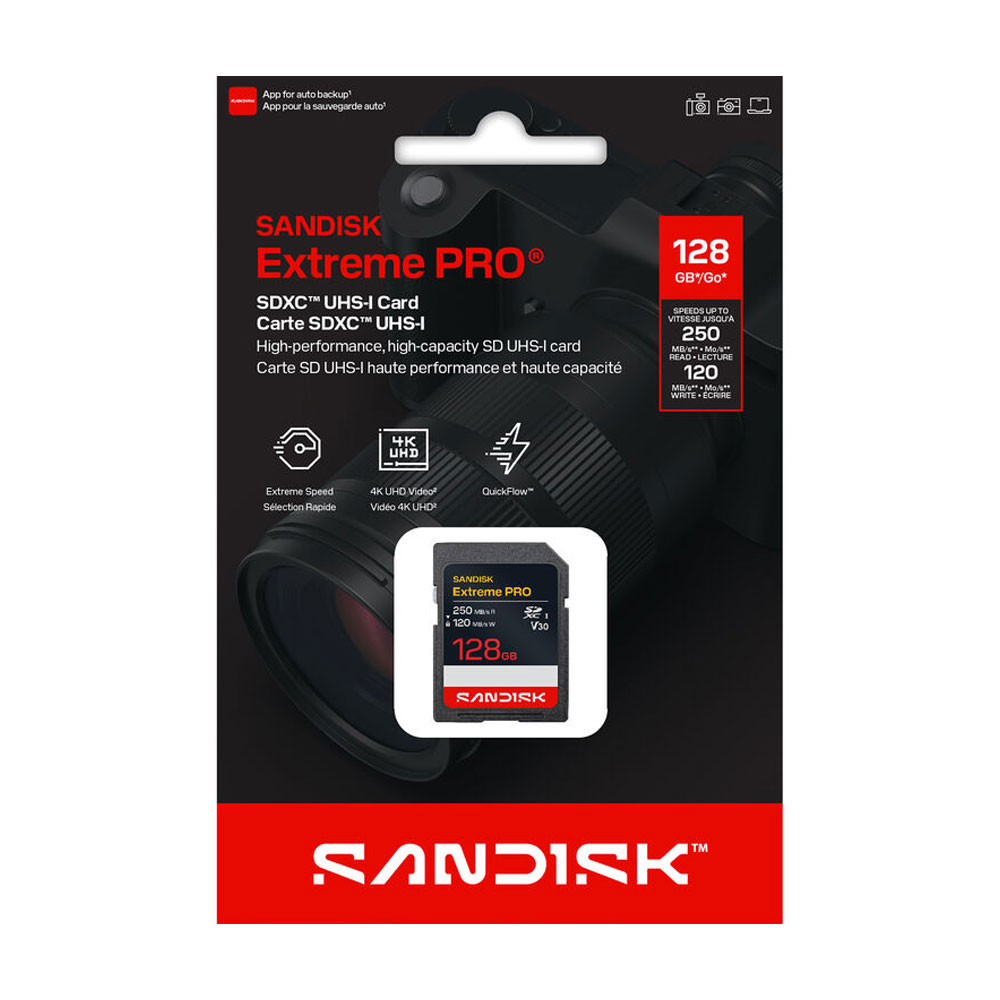 MEMORIA SD SANDISK 128GB EXTREME PRO - R250MB - W120MB - 4