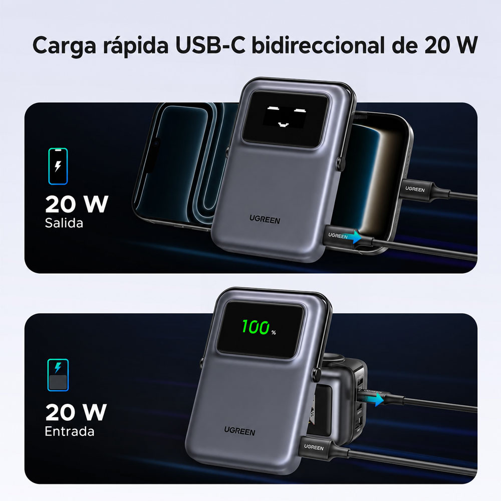POWERBANK UGREEN 10,000MAH 20W MAGNETIC WIRELESS MODELO: PB572 - 3