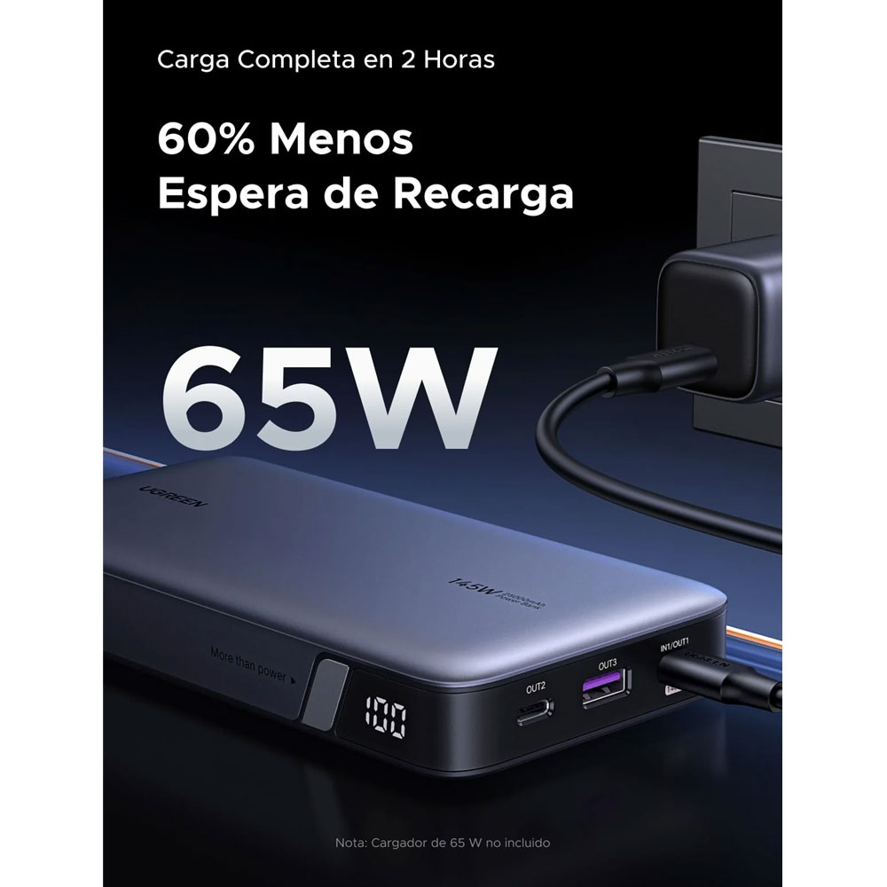 POWERBANK UGREEN 25,000MAH 145W FAST CHARGING MODELO: PB205 - 5