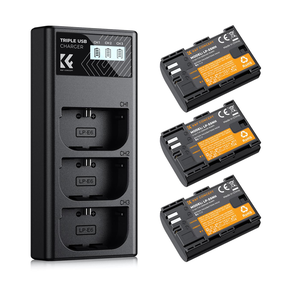 CARGADOR TRIPLE KYF CONCEPT + 3 BATERIAS LP-E6NH - KF28.0039 - 1
