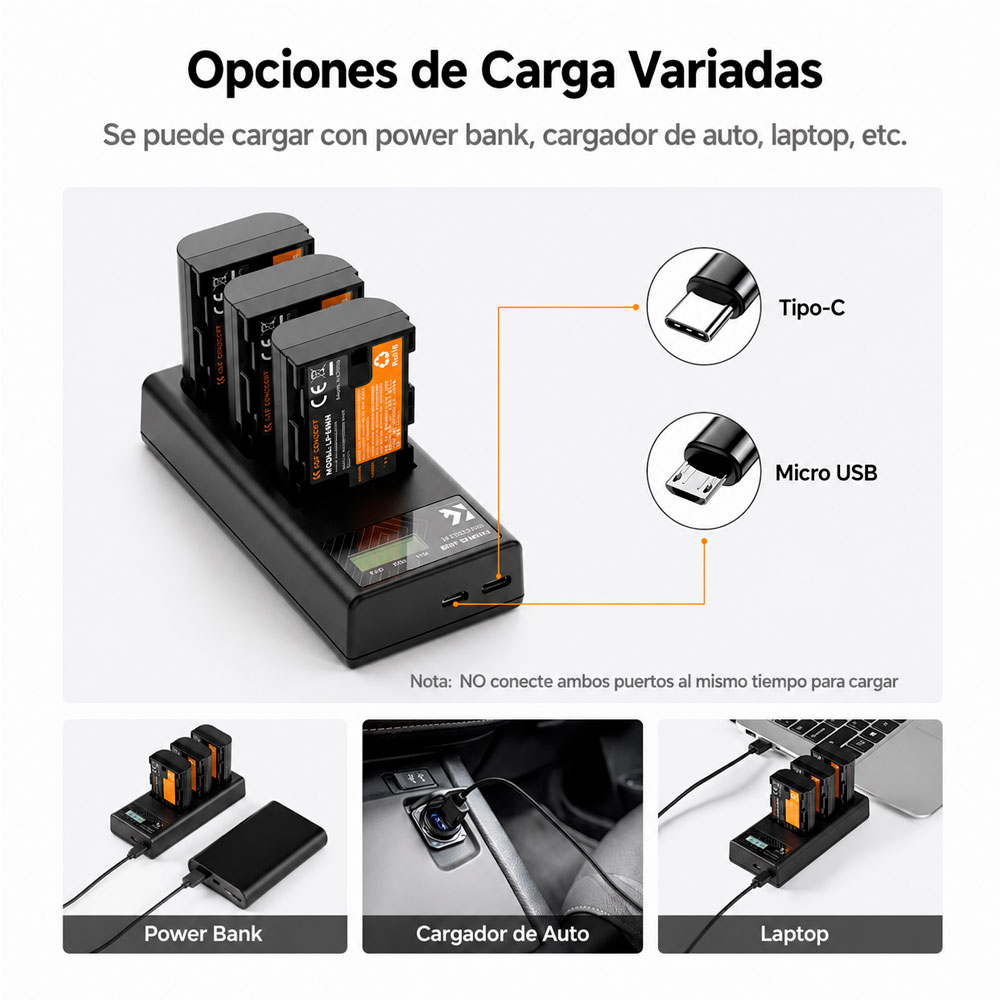 CARGADOR TRIPLE KYF CONCEPT + 3 BATERIAS LP-E6NH - KF28.0039 - 6