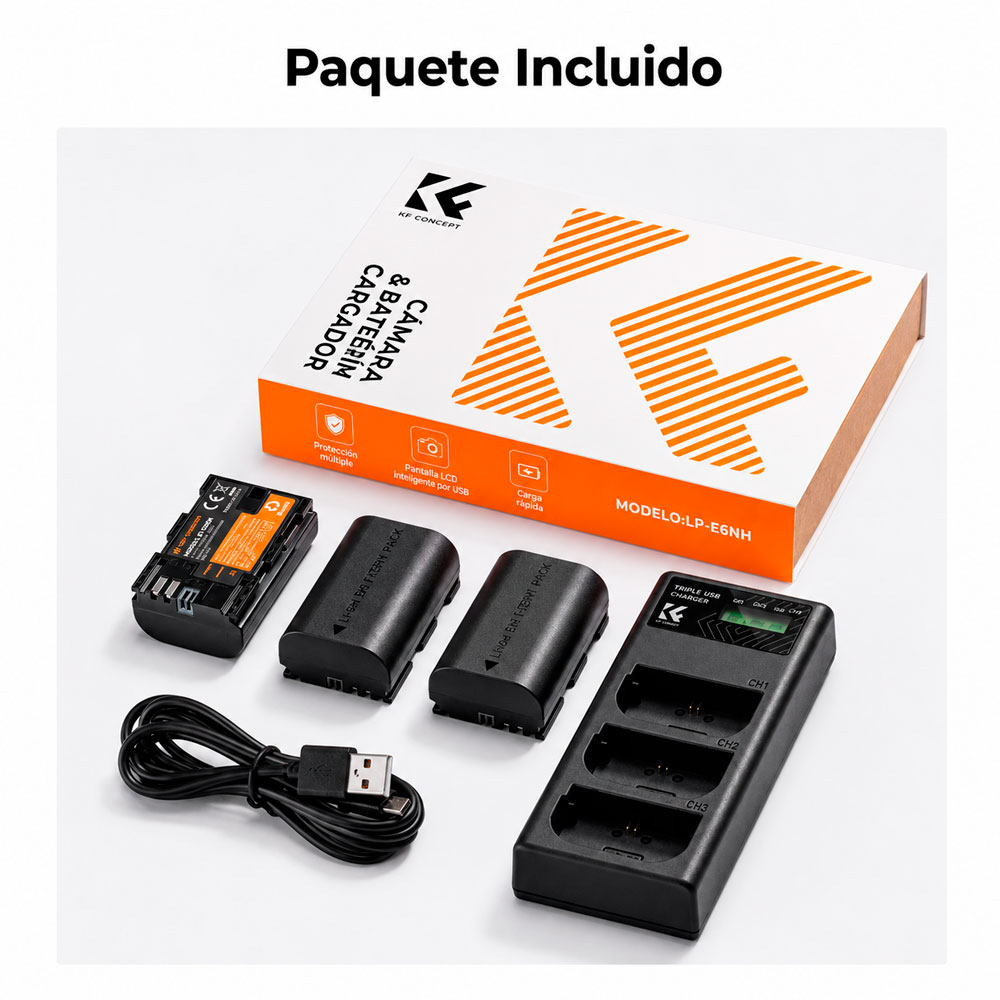 CARGADOR TRIPLE KYF CONCEPT + 3 BATERIAS LP-E6NH - KF28.0039 - 7
