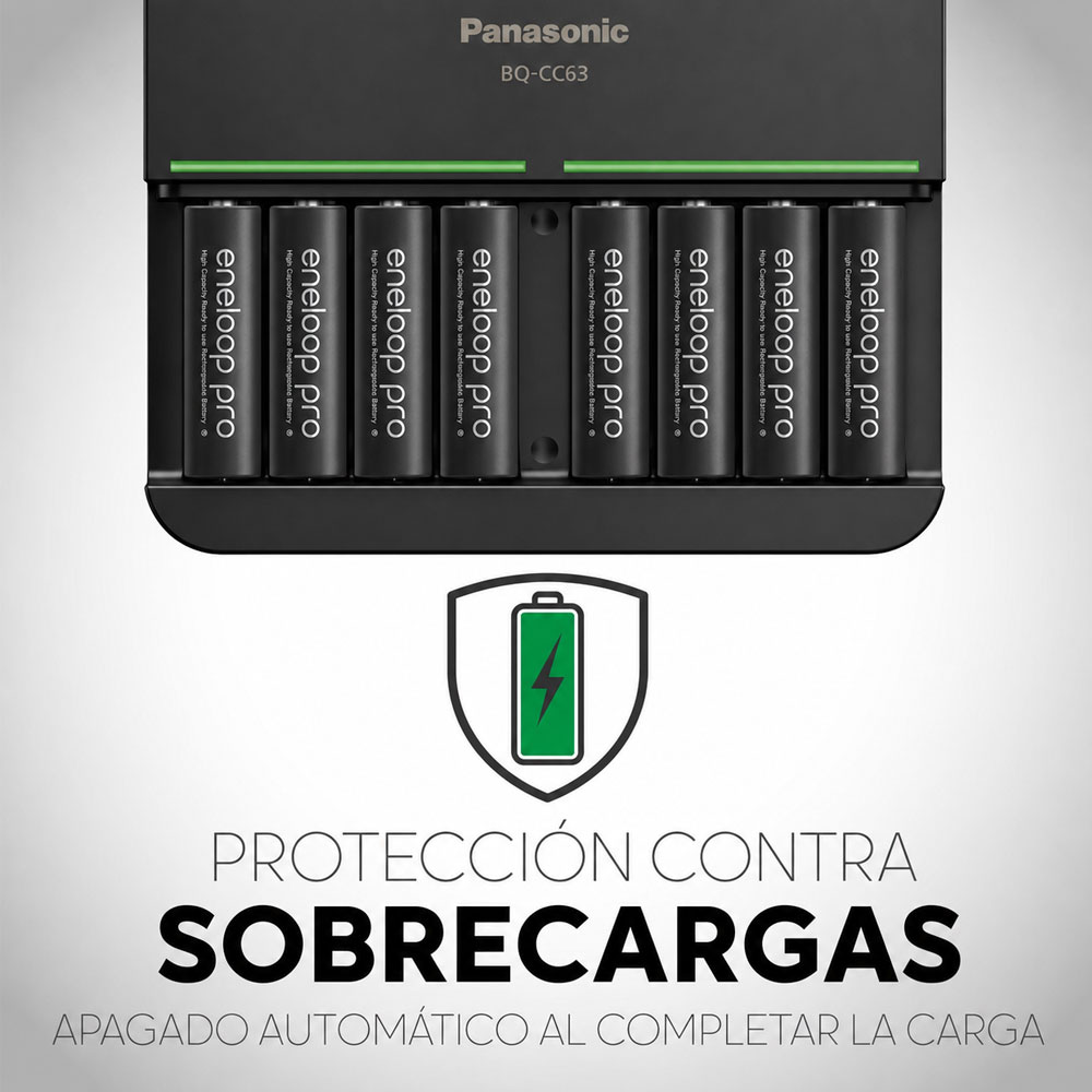 PILAS RECARGABLES PANASONIC ENELOOP PRO 2500MAH X8 AA + CARGADOR BQ-CC63 - 4