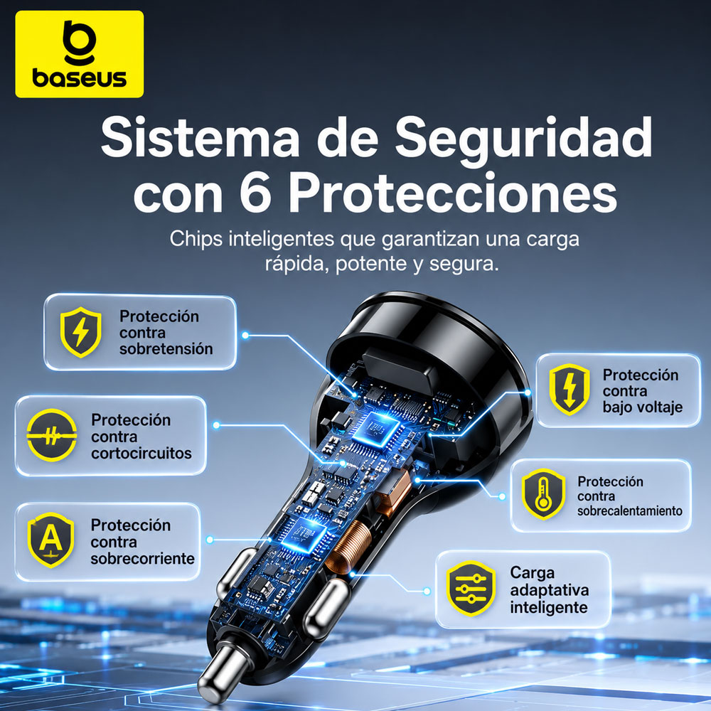 CARGADOR PARA AUTO BASEUS MULTIPUERTO 152.5W - 3