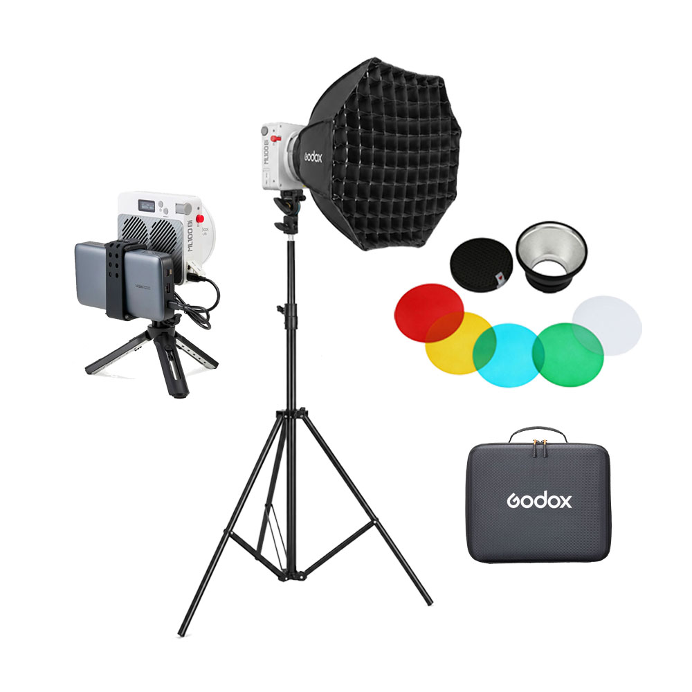 LUZ CONTINUA GODOX ML100BI KIT 1 + PARANTE + SOFTBOX AD-S60S + REFLECTOR AD-R14 - 1