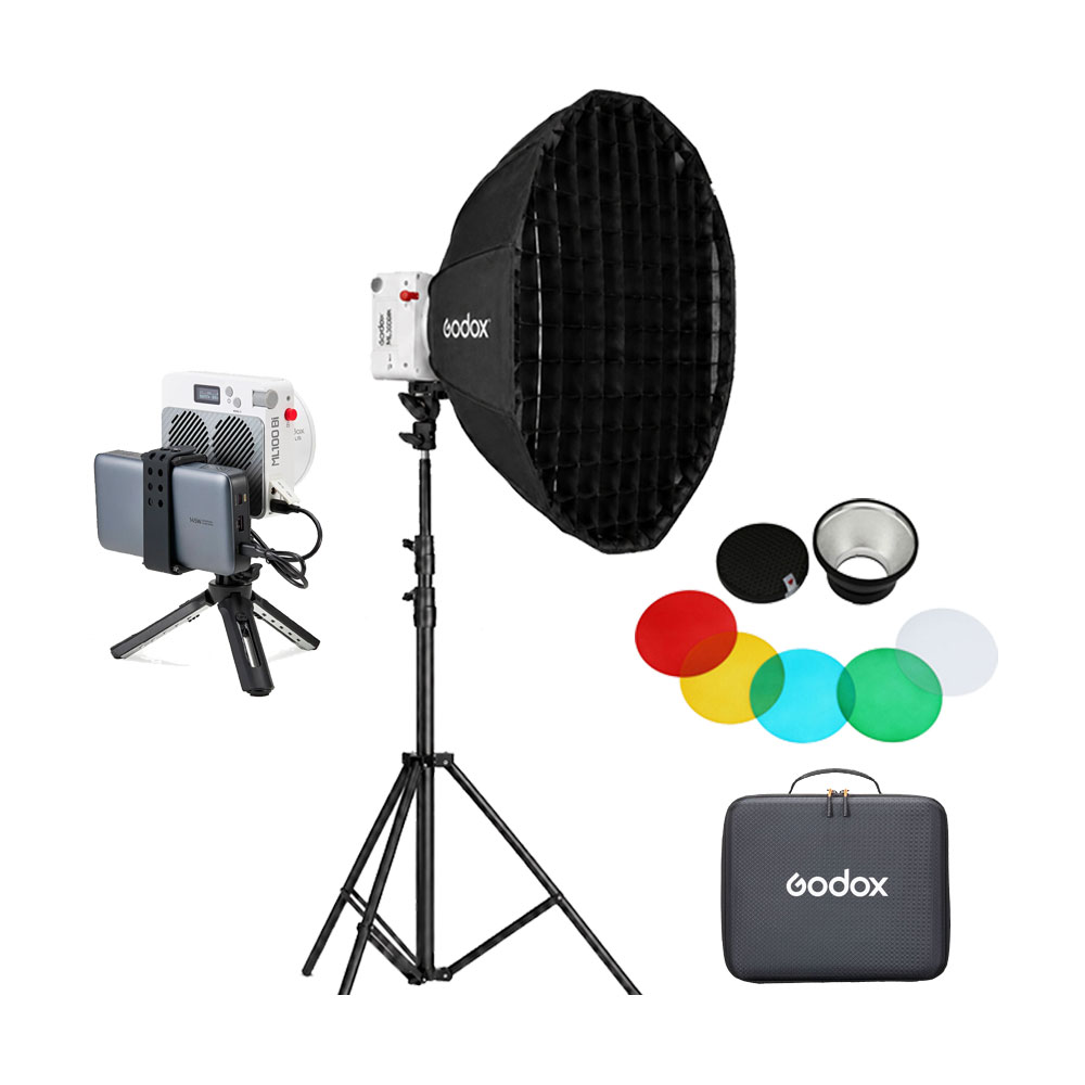 LUZ CONTINUA GODOX ML100BI KIT 1 + PARANTE + SOFTBOX AD-S85 + REFLECTOR AD-R14 - 1