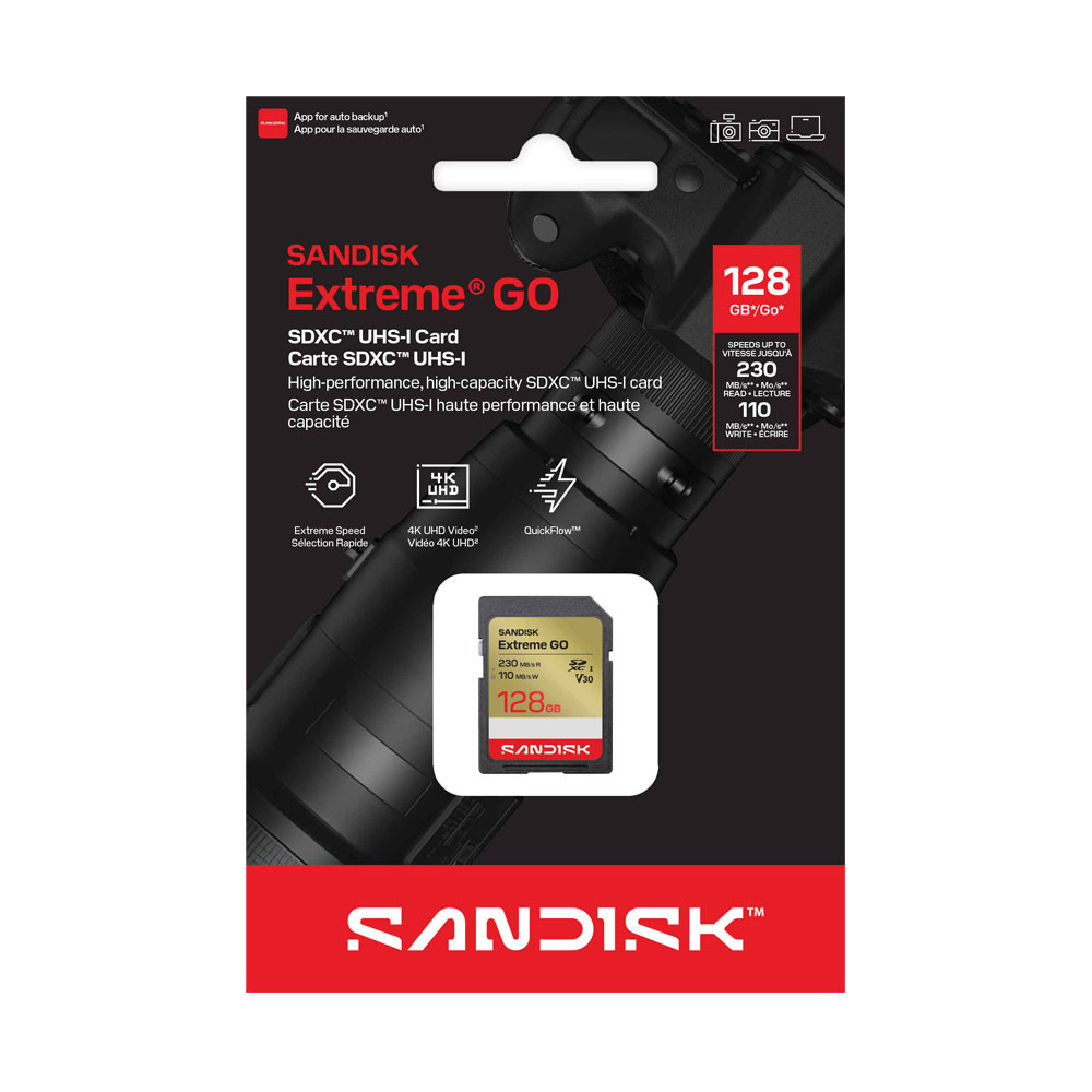 MEMORIA SD SANDISK 128GB EXTREME GO - R230MB - W110MB - 2