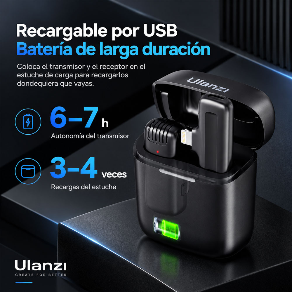 MICROFONO INALAMBRICO ULANZI J11 (PARA SMARTPHONE - TIPO LIGHTNING) - 10