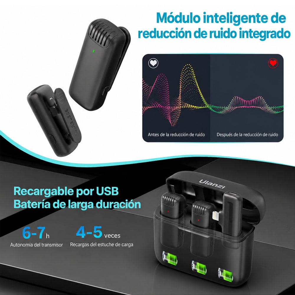 MICROFONO INALAMBRICO ULANZI J12 (PARA SMARTPHONE - TIPO LIGHTNING) - 2