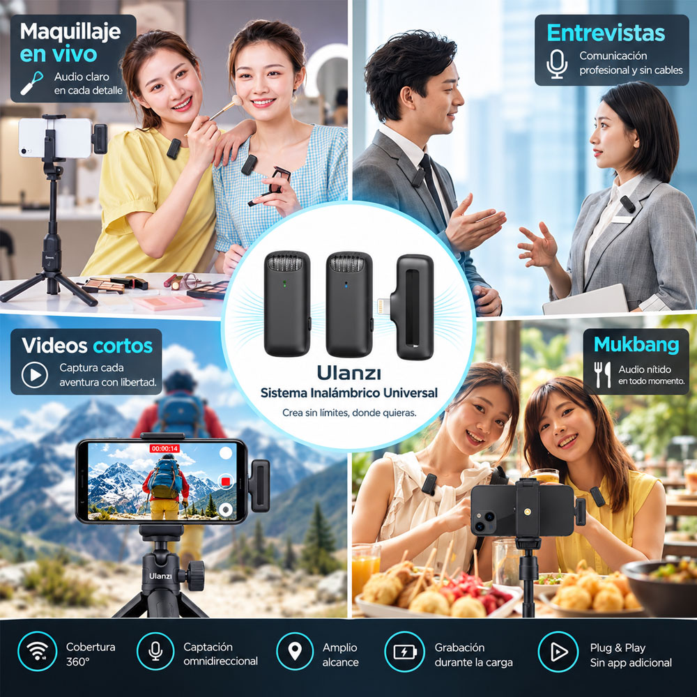MICROFONO INALAMBRICO ULANZI J12 (PARA SMARTPHONE - TIPO LIGHTNING) - 6