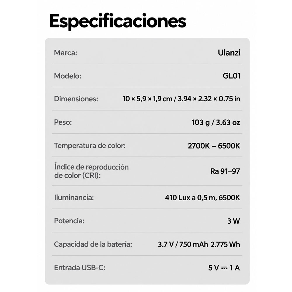LUZ DE RELLENO ULANZI GL01 GLOWUP PARA SMARTPHONE (BLANCO) - 10