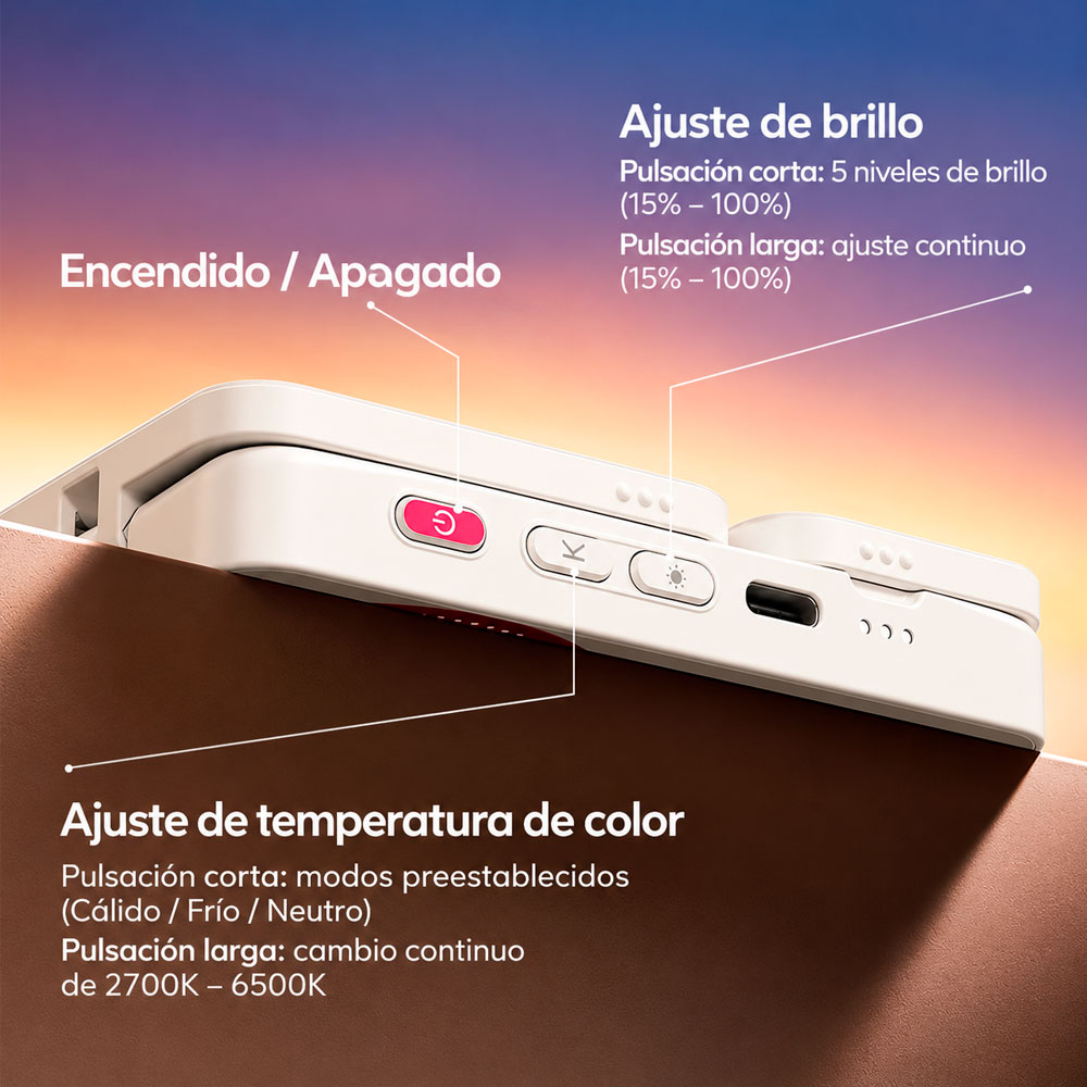 LUZ DE RELLENO ULANZI GL01 GLOWUP PARA SMARTPHONE (BLANCO) - 9