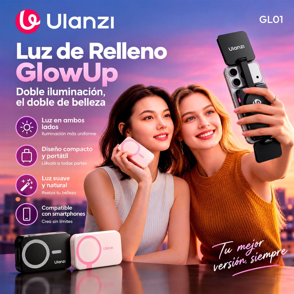 LUZ DE RELLENO ULANZI GL01 GLOWUP PARA SMARTPHONE (NEGRO) - 2