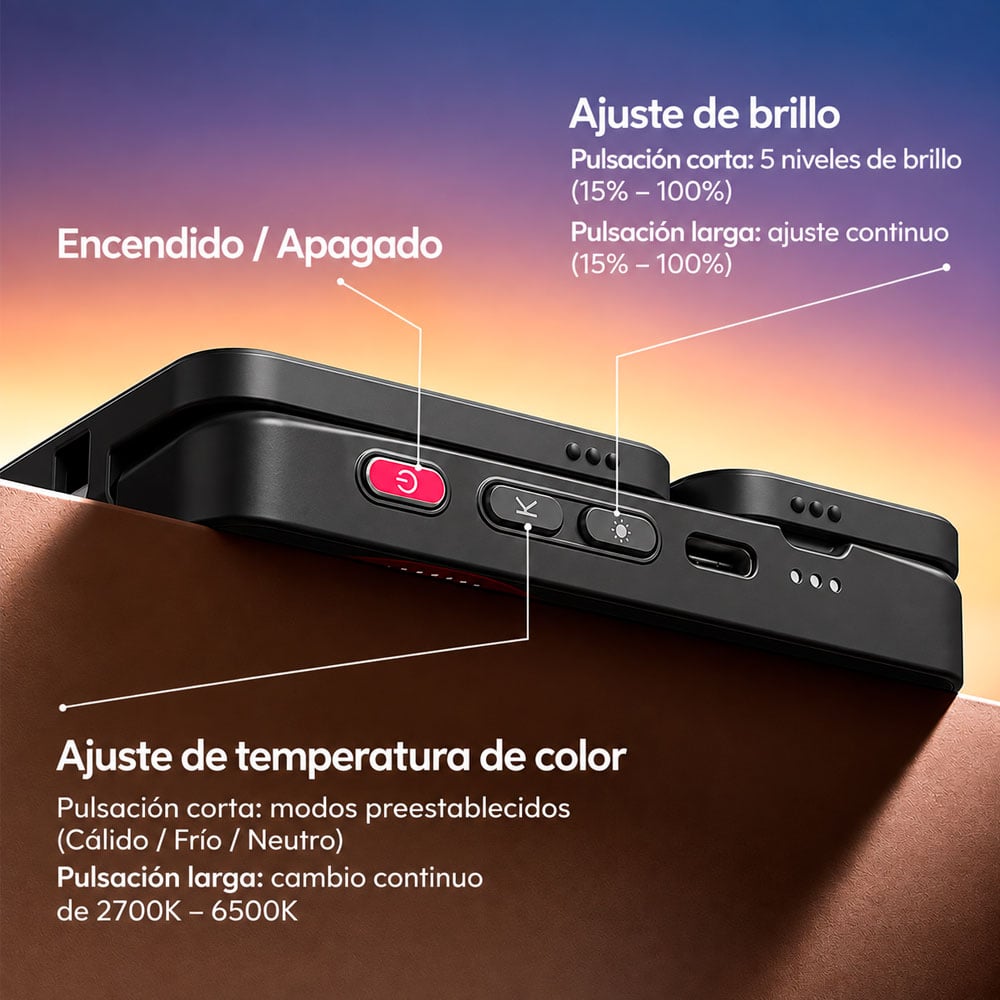 LUZ DE RELLENO ULANZI GL01 GLOWUP PARA SMARTPHONE (NEGRO) - 6